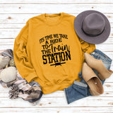 ITS TIME WE TAKE Letters Autumn and Winter Round Neck Fashion Tops Long-sleeved Sweater Women