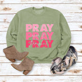 Round Neck Tops Long Sleeve PRAY Onit PRAY Oues It Printed Sweatshirt