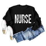 Cardiac Nurse Lettering Loose Crewneck Underneath Long-sleeved Sweatshirt