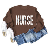 Cardiac Nurse Lettering Loose Crewneck Underneath Long-sleeved Sweatshirt