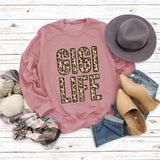 Women's Tops GIGI LIFE Leopard Print Letters Casual Sweatshirt