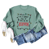 IN A WORLD FULL CREWNECK LETTERING LOOSE BOTTOMED LONG-SLEEVED SWEATSHIRT WOMAN