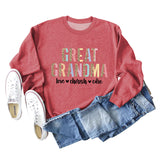 GREAT GRANDMA LOVE Women's Letter Leopard Long Sleeve Sweater Women