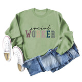 Spot Social Worker Letter Loose Casual Long-sleeved Shirt Round Neck Sweater