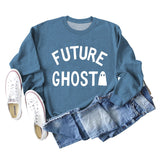 SPOT FUTURE GHOST GHOST LETTER LOOSE LONG SLEEVES PLUS SIZE SWEATSHIRT WOMAN