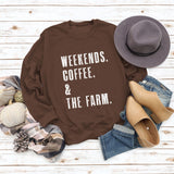 WEEKENDS COFFEE Round Neck Loose Long-sleeved Sweater Women