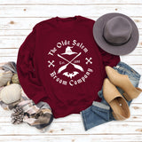 The Olde Salem Broom Letter Round Neck Loose Long Sleeve Sweater Girl