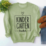 Round Neck Top Long Sleeve KINDER GARTEN Print Loose Sweatshirt