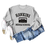 HAWKINS MIDDLE Letter Ladies Bottoming Round Neck Long Sleeve Plus Size Sweater