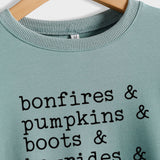 Bonfires Pumpkins Thanksgiving Letter Long-sleeved Sweatshirt Woman