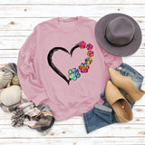 Autumn and Winter Ladies Tops Heart Dog footprint Print Sweatshirt