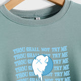 THOU SHALL NOT Letters, Round Neck, Loose Long Sleeves, Large Size Sweatshirt Woman