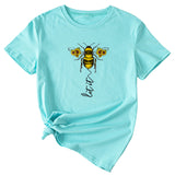 Mode Damenbekleidung Let It Bee Muster Sommer Rundhals Kurzarm Damen