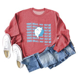 THOU SHALL NOT Letters, Round Neck, Loose Long Sleeves, Large Size Sweatshirt Woman