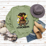 Teacherlife Apple Letter Print Loose Long Sleeve Sweater Girl