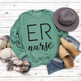ER Nurse Round Neck Fashion Letter Tops Long Sleeve Women's Print Loose Sweatshirt