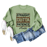 STRAIGHT OUTTA PATIENCE Leopard Print Letters Round Neck Long-sleeved Sweater Women