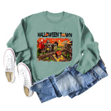 Halloween Town Letter Printed Women's Loose New Sweater Long Sleeve Shirt