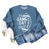 IT'S GAME DAY Y'ALL LOOSE OVERSIZED CREWNECK LONG-SLEEVED SWEATSHIRT WOMEN