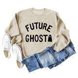 SPOT FUTURE GHOST GHOST LETTER LOOSE LONG SLEEVES PLUS SIZE SWEATSHIRT WOMAN
