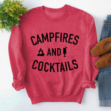 Autumn and winter new women's campfires and cocktails letter printed sweater