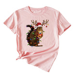 Squirrel Print Woman Casual Crewneck Short Sleeves