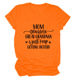 MAMAN GRAND-MÈRE GRANDE MODE LETTRE CREWNECK T-SHIRT À MANCHES COURTES FEMME-Shirt