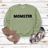 MOMSTER Printed Loose Round Neck Tops Long Sleeve Round Neck Sweatshirt