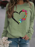Autumn and Winter Ladies Tops Heart Dog footprint Print Sweatshirt