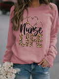 Round Neck Letter Tops Women's Long Sleeve Nunse Life Loose Sweatshirt