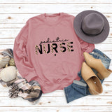 Pediatric Nurse Leopard Love Letter Fashion Loose Long Sleeve Sweater