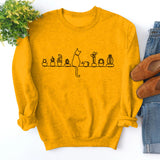 Round Neck Tops Long Sleeve Print Loose Sweatshirt