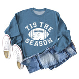 SPOT TIS THE SEASON RUGBY LETTER PRINT LONG SLEEVED SWEATSHIRT WOMEN