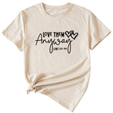 T-shirt décontracté à manches courtes et col rond pour femme, avec lettres imprimées Love Them