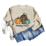 HAPPY FALL Fashion Letter Pumpkin Halloween Autumn and Winter Long Sleeve Oversized Sweater Girl