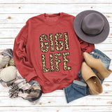 Women's Tops GIGI LIFE Leopard Print Letters Casual Sweatshirt