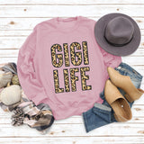 Women's Tops GIGI LIFE Leopard Print Letters Casual Sweatshirt