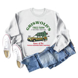 GRISWOLD'S TREE FARM Letter Christmas Loose Sweater Long Sleeve Woman