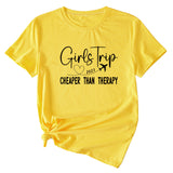 T-shirt décontracté à manches courtes et col rond pour filles, lettre Trip, 2023