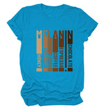 MELANIN Letter Round Neck Loose Casual Short Sleeve Ladies T-Shirt