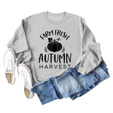Pumpkin Letter Halloween Crewneck Long Sleeved Sweatshirt Woman