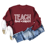 TEACH LOVE INSPIRE Letter Leopard Fall/Winter Leisure Long Sleeve Ladies Large Size Sweater