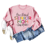 One Proud Senior Mom Leopard Print Letters Round Neck Wide Long-sleeved Large Size Sweater Women