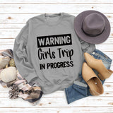 Warning Girls Trip In Round Neck Letters Women Large Size Loose Sweater