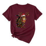 Squirrel Print Woman Casual Crewneck Short Sleeves