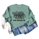 I'M FINE EVERYTHING Letters Round Neck Light Band Long-sleeved Sweater Women