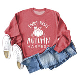 Pumpkin Letter Halloween Crewneck Long Sleeved Sweatshirt Woman