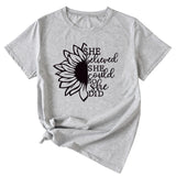 Lettering She Believed She Could Round Neck Short Sleeve T-Shirt for Women