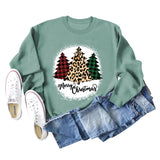 MERRY Christmas Letter Plaid Leopard Print Christmas Tree Sweater Girl