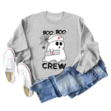 BOO BOO CREW Letter Printing Round Neck Autumn and Winter Long Sleeve Plus Size Sweater Women